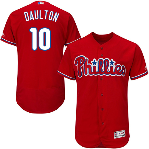 Phillies #10 Darren Daulton Red Flexbase Authentic Collection Stitched MLB Jersey - Click Image to Close